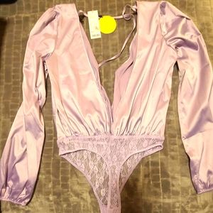 Urban Outfitters Silk Plunge Bodysuit